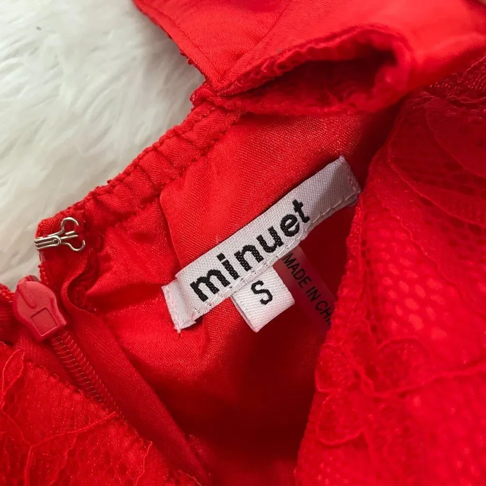Girls Minuet Mini A Line Knee Length Dress in Red Size Small